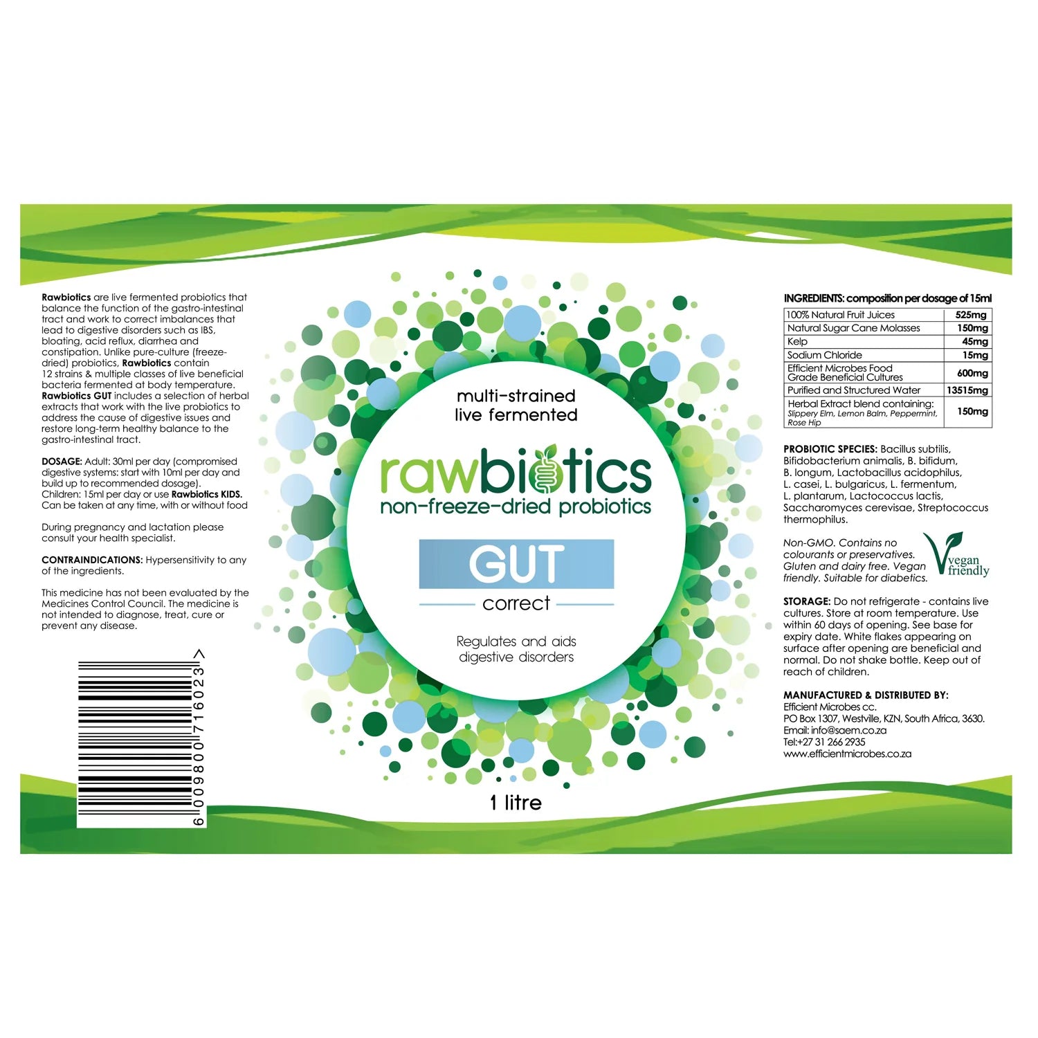 RAWBIOTICS - GUT CORRECT PROBIOTIC - 200ml | One Life Health
