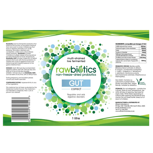 RAWBIOTICS - GUT CORRECT PROBIOTIC - 500ml | One Life Health