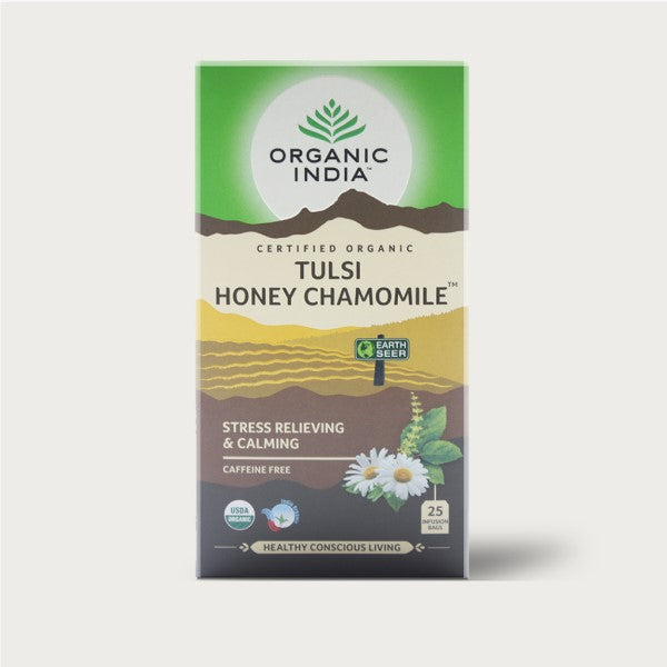 ORGANIC INDIA - Tulsi Honey & Chamomile Tea - 25 Tea Bags | One Life Health