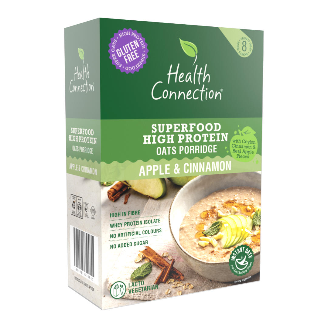 HEALTH CONNECTION WHOLEFOODS - High Protein Instant Oats Apple & Cinnamon - 8 x 50g | One Life Health