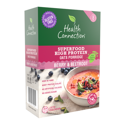 HEALTH CONNECTION WHOLEFOODS - High Protein Instant Oats Berry & Beetroot - 8 x 50g | One Life Health