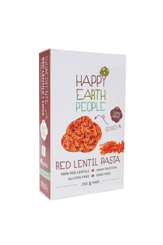 HAPPY EARTH PEOPLE - Red lentil Fusilli Pasta – 250g | One Life Health