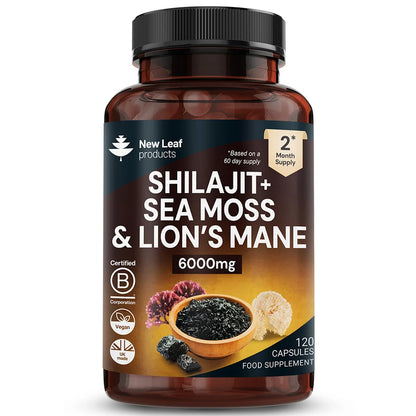 NEW LEAF - Shilajit, Sea Moss & Lion's Mane - 120 Capsules