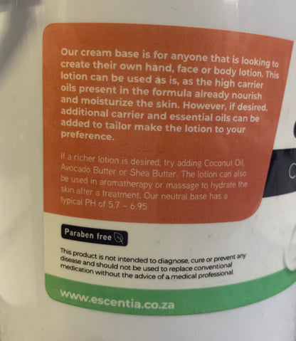 ESCENTIA - Cream Base - 1 Litre | One Life Health