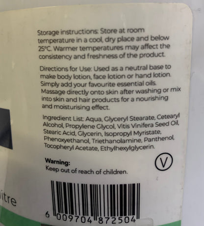 ESCENTIA - Cream Base - 1 Litre | One Life Health