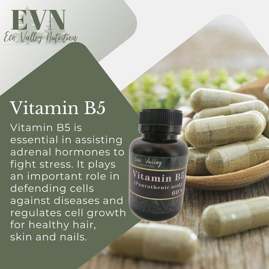 ECO VALLEY NUTRITION - Vitamin B5 Pantothenic Acid - 60 Capsules | One Life Health