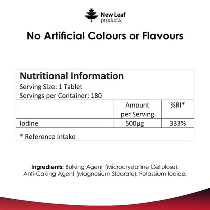 NEW LEAF - Iodine - 180 Tablets