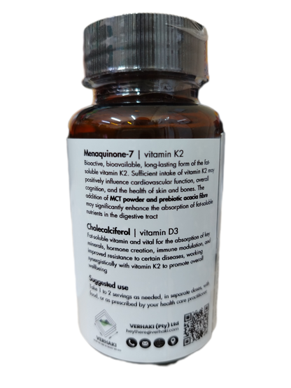 Verhaki K2ciferol Vitamin K2 and D supplement 60 capsules bottle