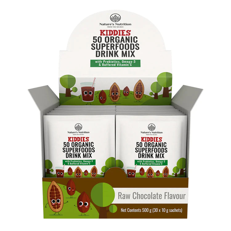 NATURE'S NUTRITION - Kiddies Superfoods Drink Mix Raw Chocolate Sachets | One Life Health