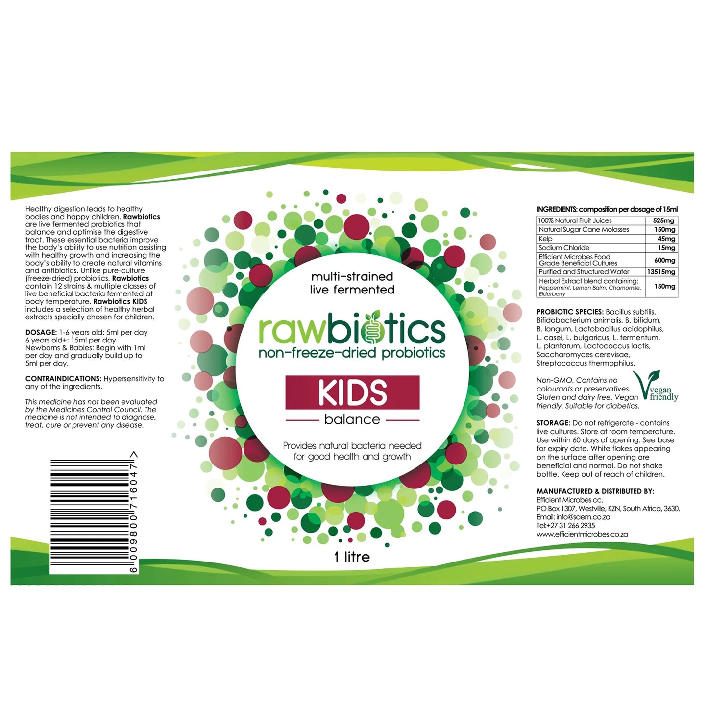 RAWBIOTICS - KIDS BALANCE PROBIOTIC - 1L | One Life Health