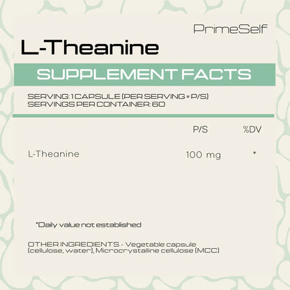 PRIMESELF - L-Theanine - 60 Veg Capsules | One Life Health