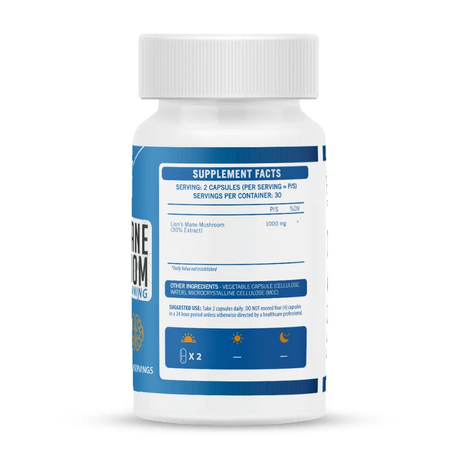 NEUROACTIVE - Lion's Mane 30% Extract - 60 Veg Capsules back label