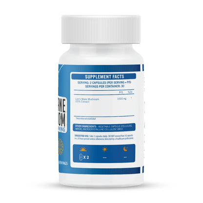 NEUROACTIVE - Lion's Mane 30% Extract - 60 Veg Capsules back label