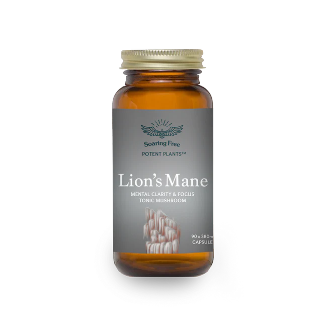 SOARING FREE SUPERFOODS - Lion's Mane Medicinal Mushroom 90 Veg Capsules | One Life Health