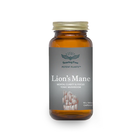 SOARING FREE SUPERFOODS - Lion's Mane Medicinal Mushroom 90 Veg Capsules | One Life Health
