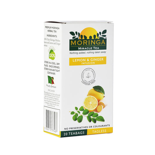 MORINGA INITIATIVE - Moringa Tea Lemon & Ginger Infusion - 20 Bags | One Life Health