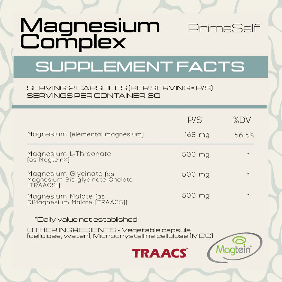 PRIMESELF - Magnesium Complex - 60 Veg Capsules | One Life Health