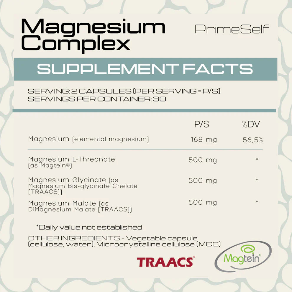 PRIMESELF - Magnesium Complex - 60 Veg Capsules | One Life Health