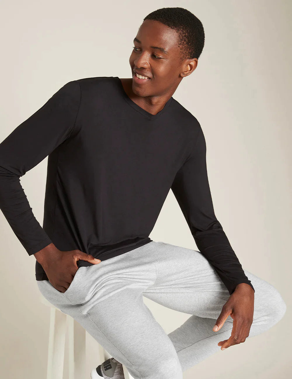BOODY - Men Black Long Sleeve Crew Neck T-Shirt - M | One Life Health