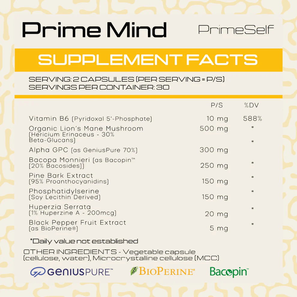 PRIMESELF - Prime Mind - 60 Veg Capsules | One Life Health