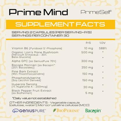 PRIMESELF - Prime Mind - 60 Veg Capsules | One Life Health