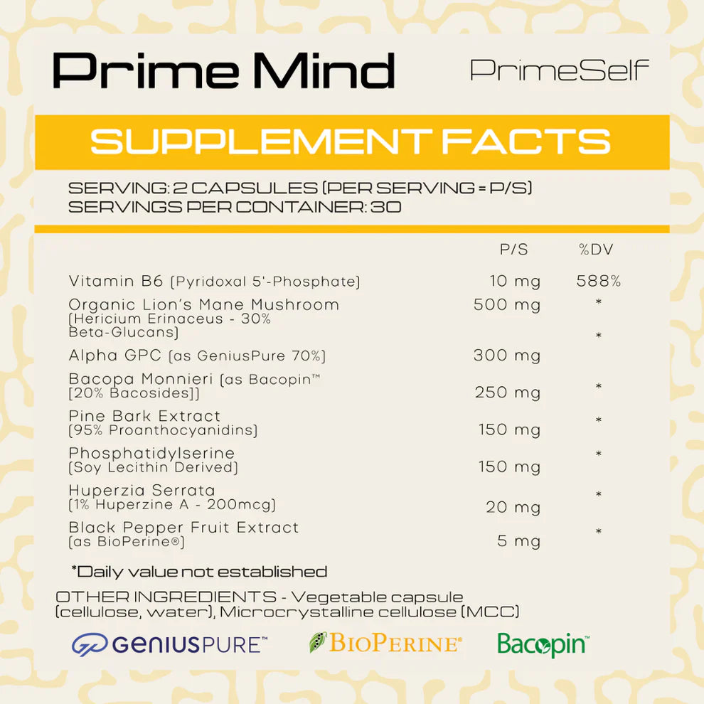 PRIMESELF - Prime Mind - 60 Veg Capsules | One Life Health