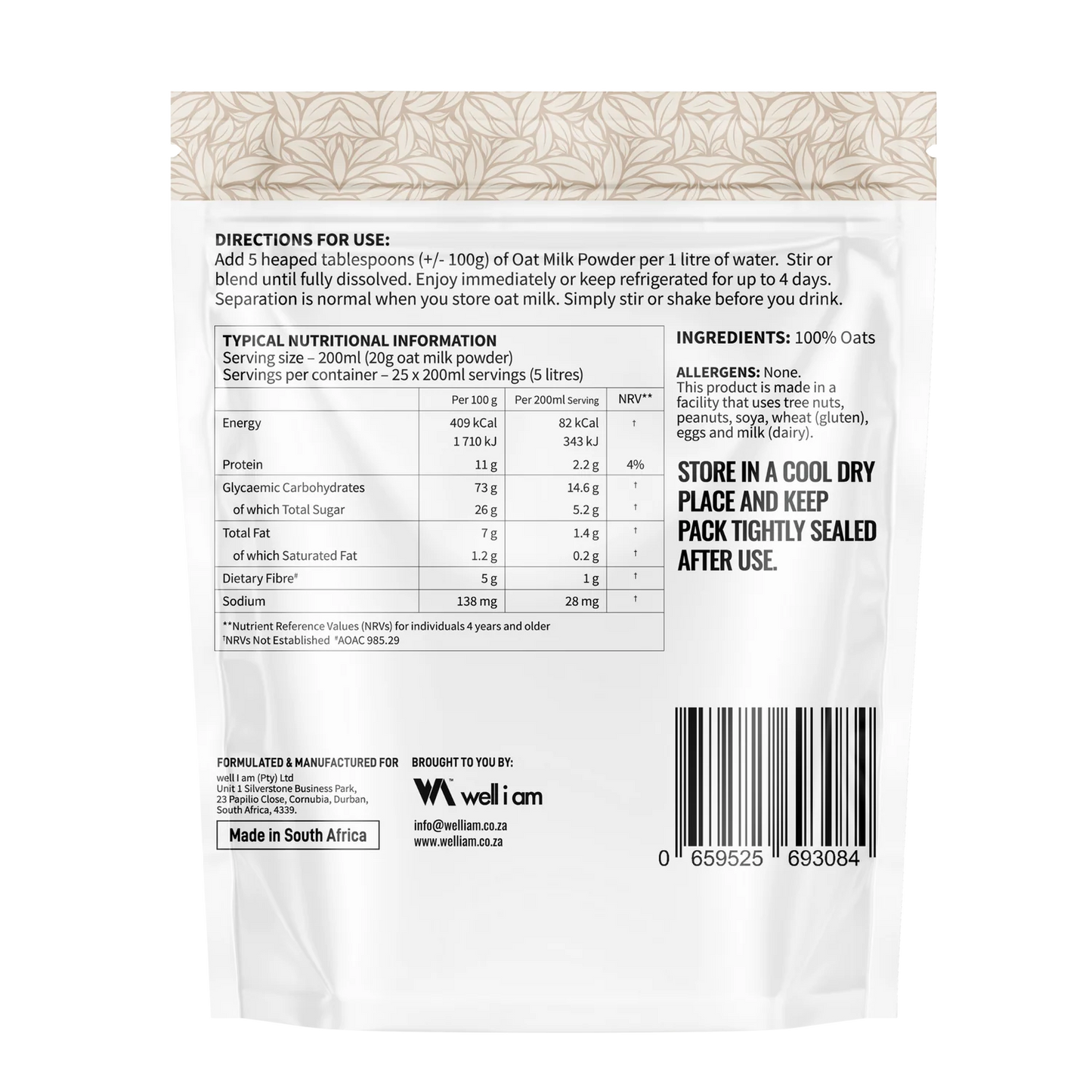 NATURE'S NUTRITION - Oat Milk Powder - 500g | One Life Health