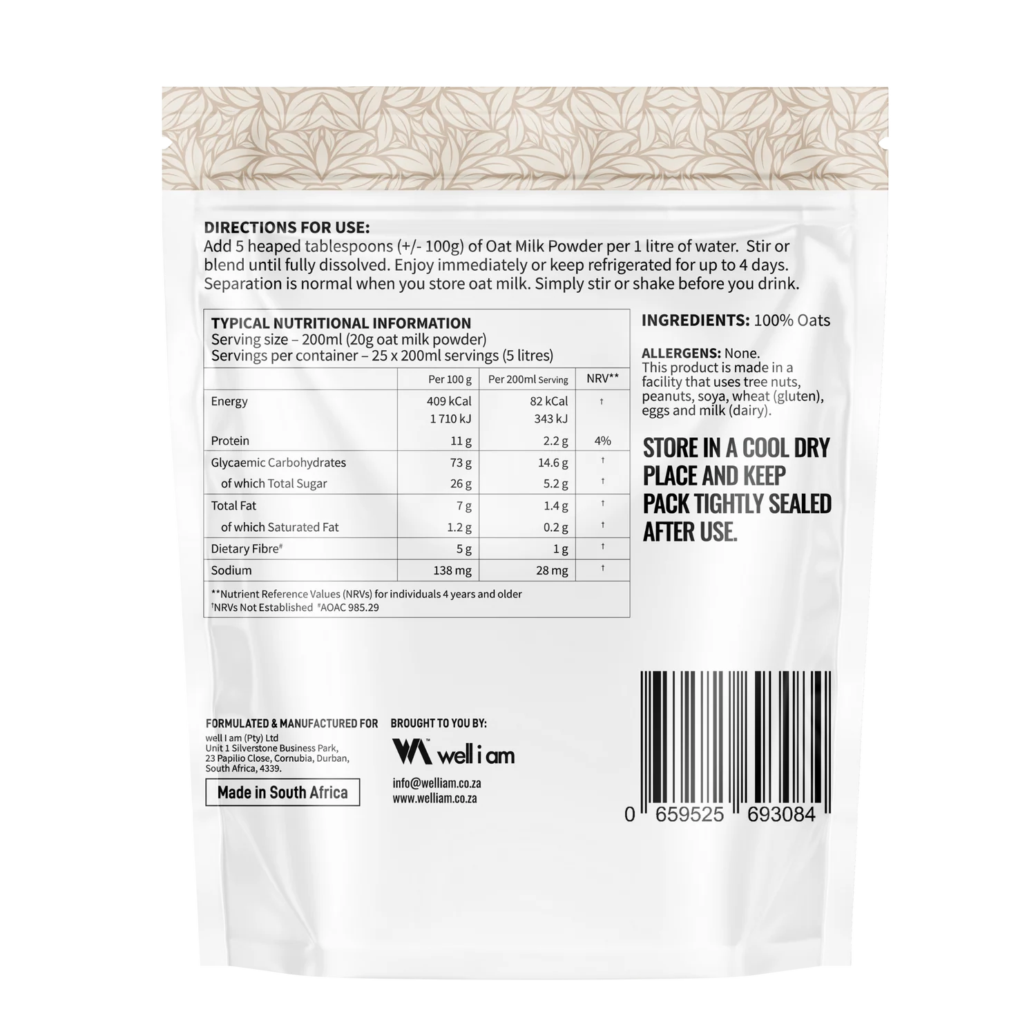 NATURE'S NUTRITION - Oat Milk Powder - 500g | One Life Health
