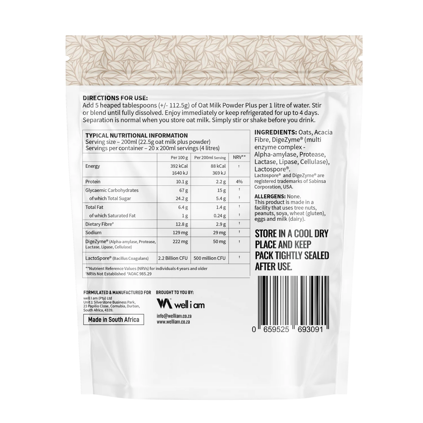 NATURE'S NUTRITION - Oat Milk Powder Plus - 450g | One Life Health