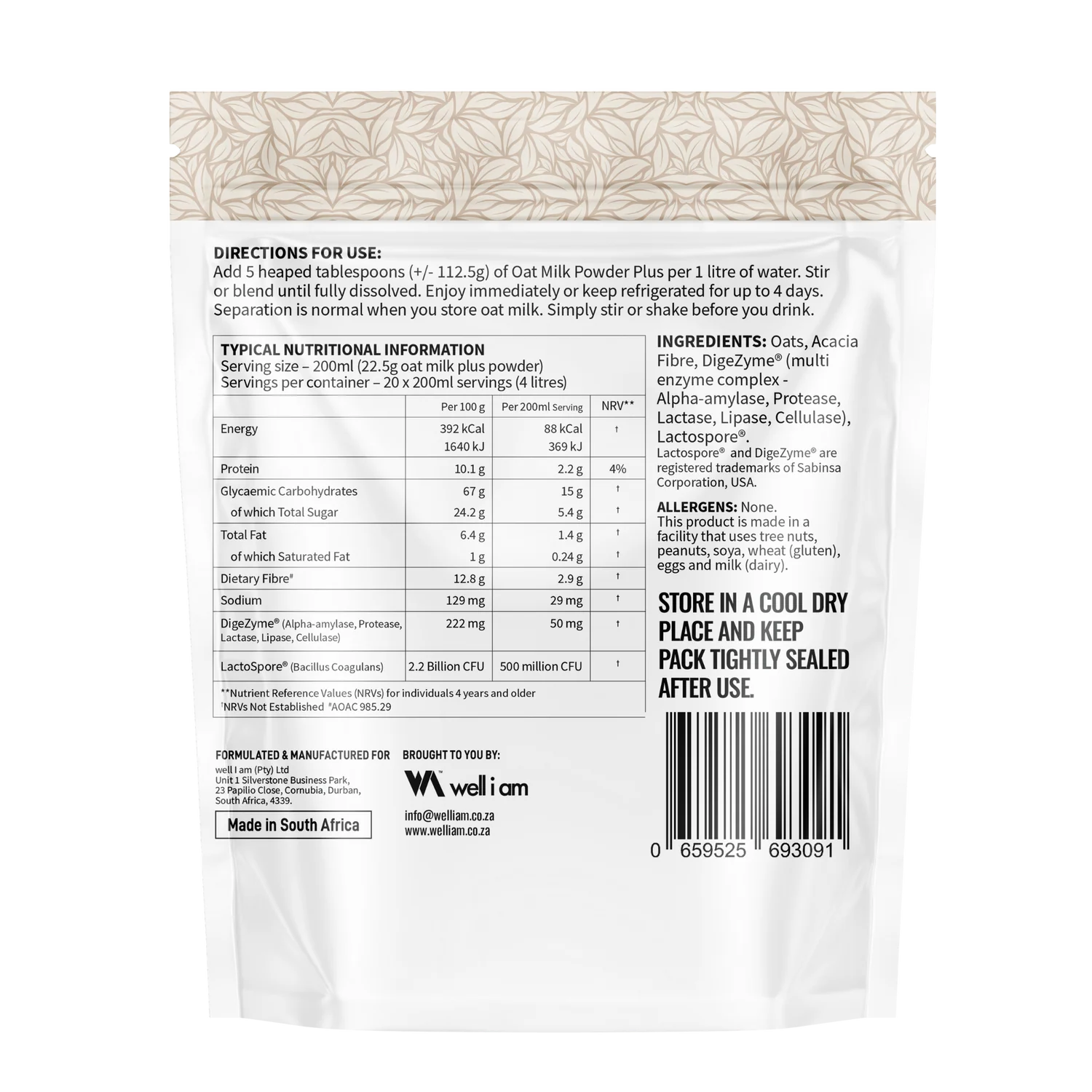 NATURE'S NUTRITION - Oat Milk Powder Plus - 450g | One Life Health