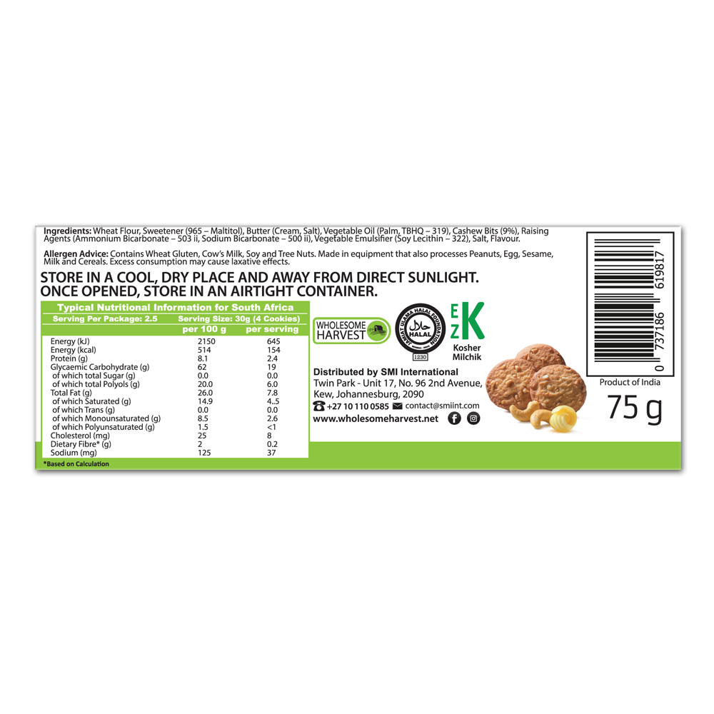 WHOLESOME HARVEST - MultiGrain Breakfast Cookies No Sugar Added - 75g | One Life Health