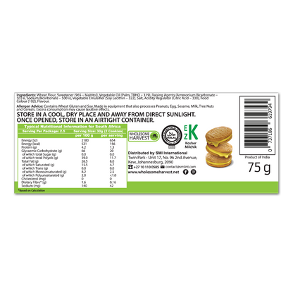 WHOLESOME HARVEST - Pineapple Cream Cookies No Sugar Added - 75g | One Life Health