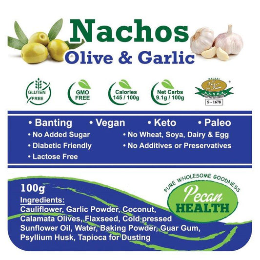 PECAN HEALTH - Nachos Olive & Garlic - 100g | One Life Health