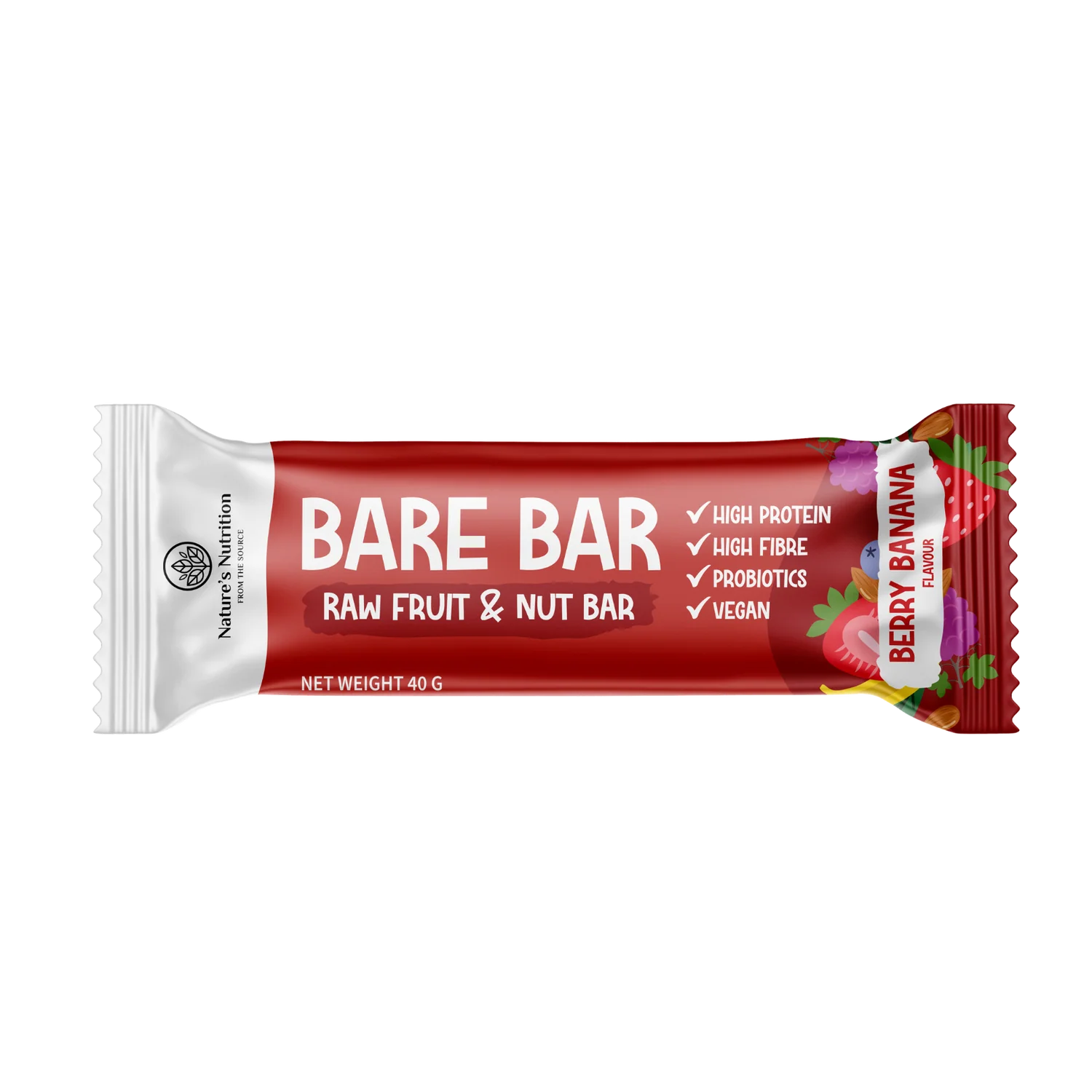 NATURE'S NUTRITION - Bare Bar Berry Banana - 40g | One Life Health