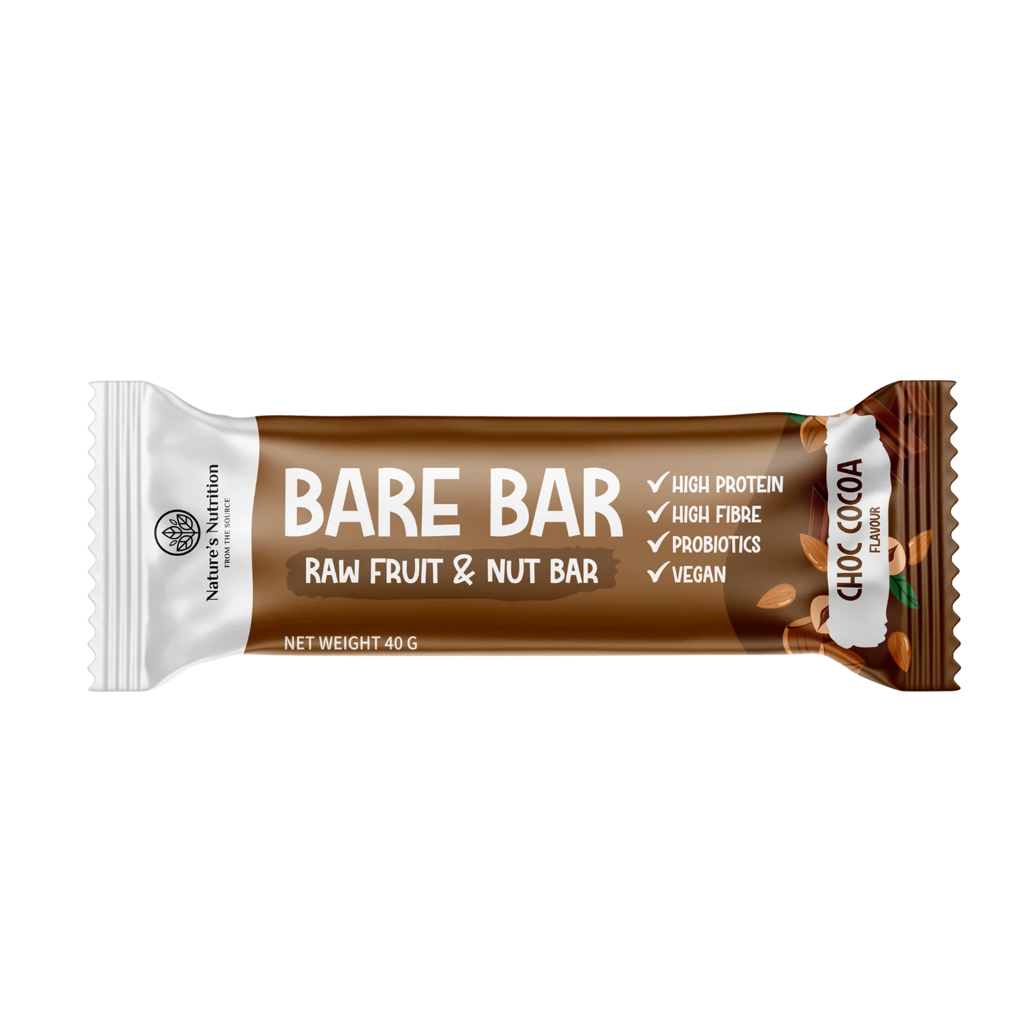 NATURE'S NUTRITION - Bare Bar Choc Cocoa - 40g | One Life Health