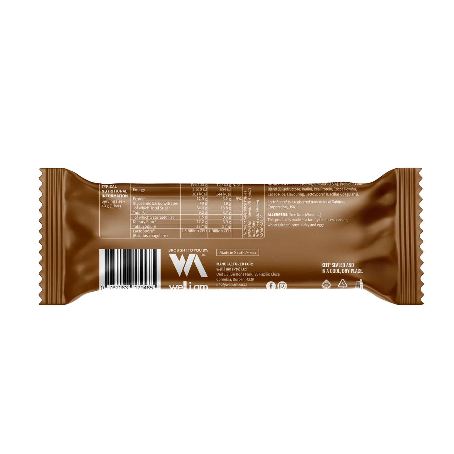 NATURE'S NUTRITION - Bare Bar Choc Cocoa - 40g | One Life Health