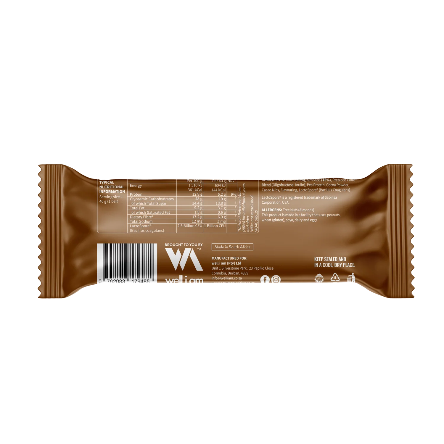 NATURE'S NUTRITION - Bare Bar Choc Cocoa - 40g | One Life Health