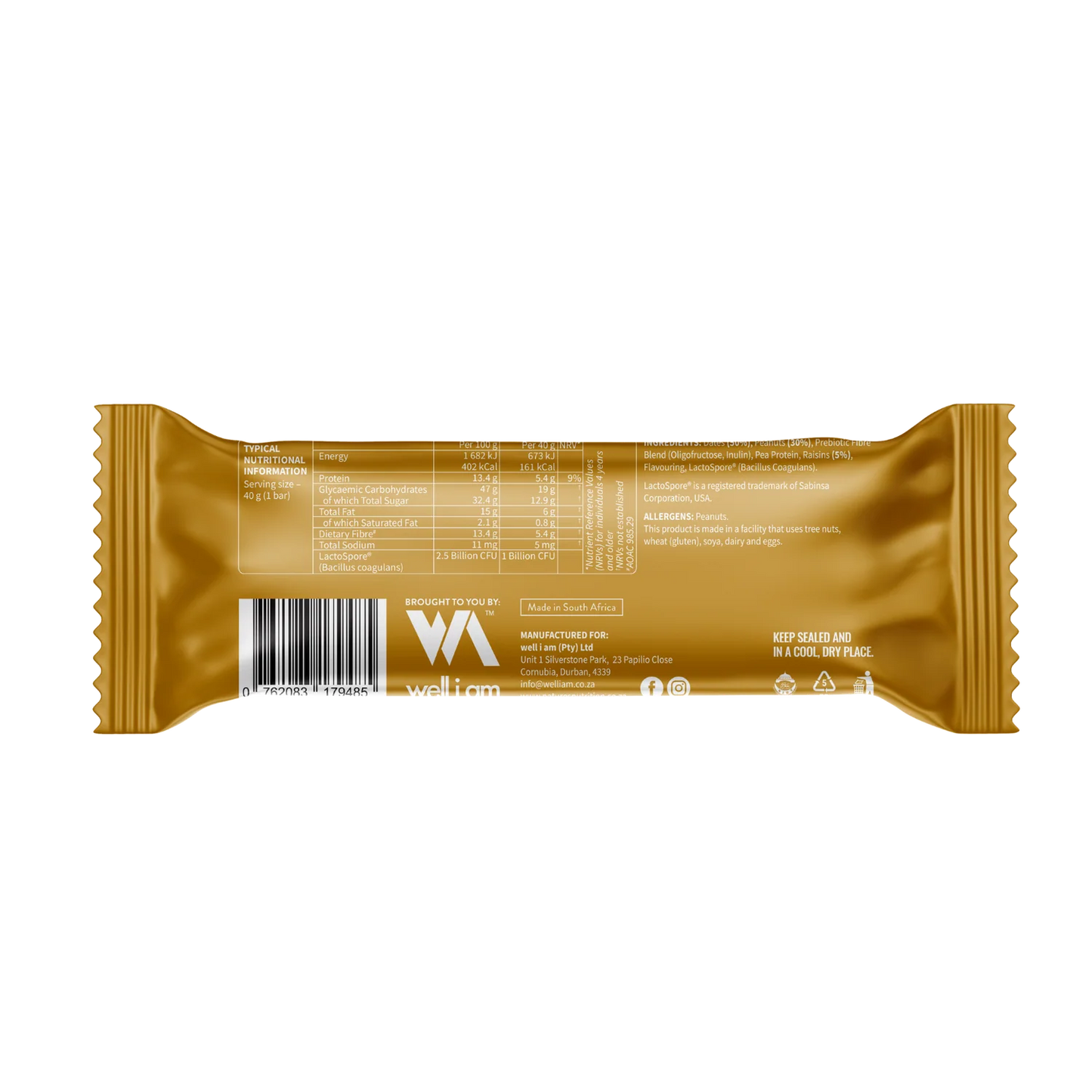 NATURE'S NUTRITION - Bare Bar Peanut Butter - 40g | One Life Health