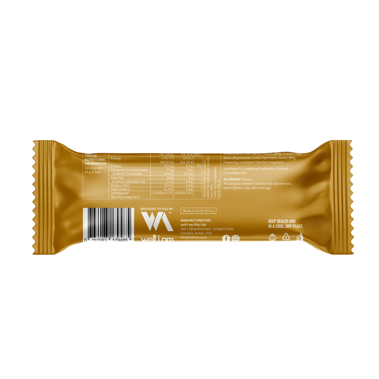 NATURE'S NUTRITION - Bare Bar Peanut Butter - 40g | One Life Health