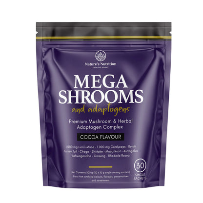 NATURE'S NUTRITION - Mega Shrooms and Adaptogens - 300g (30×10g Sachets) | One Life Health
