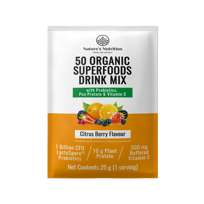 Nature's Nutrition Citrus Berry Superfoods Drink Mix 25g single-serve sachet