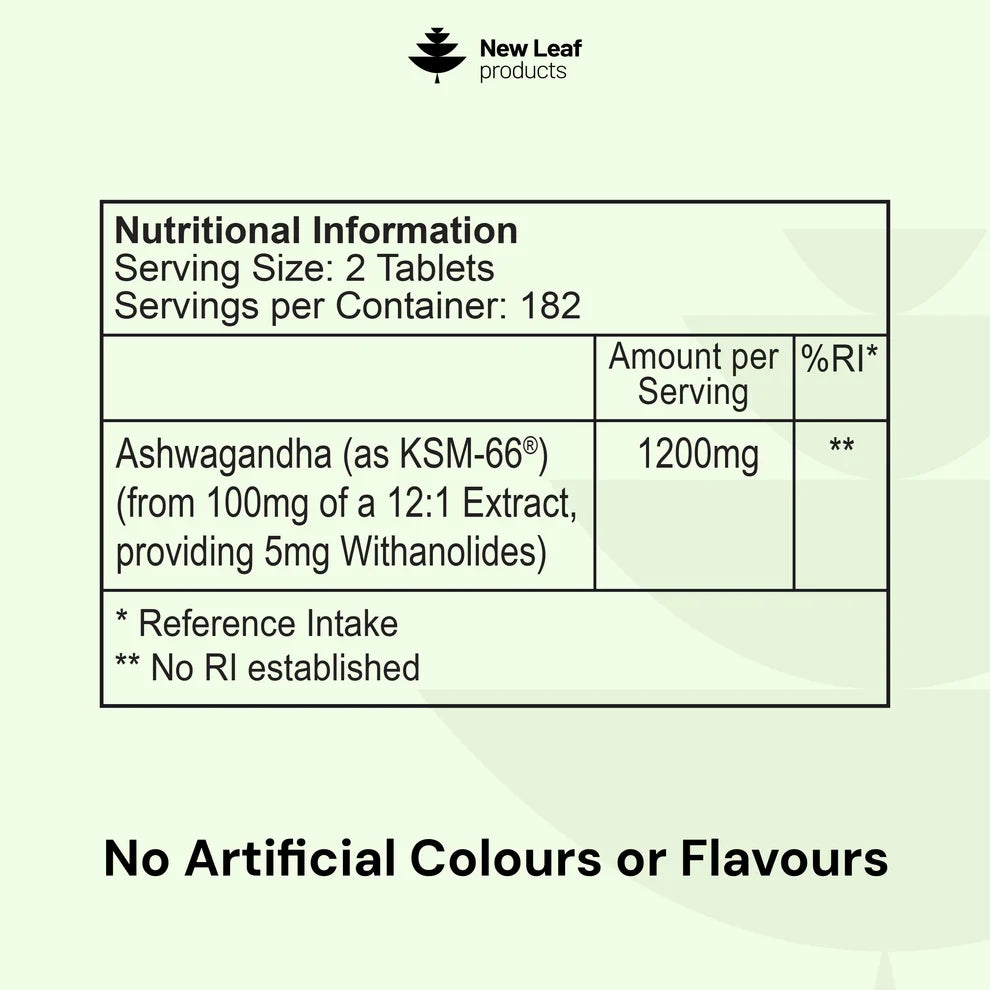 NEW LEAF - Ashwagandha KSM-66 1200mg - 365 Tablets