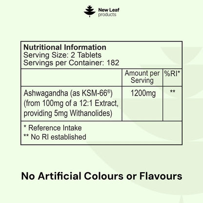NEW LEAF - Ashwagandha KSM-66 1200mg - 365 Tablets