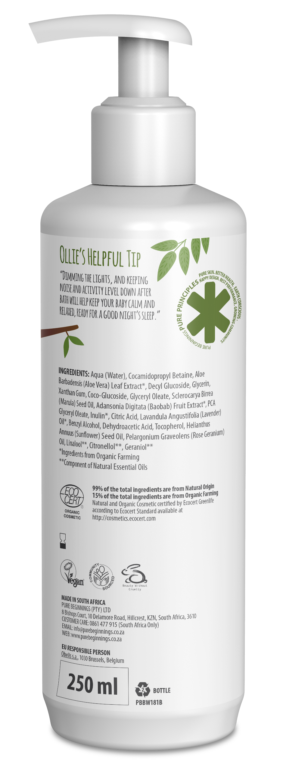 PURE BEGINNINGS - Baby Wash & Shampoo - 250ml | One Life Health