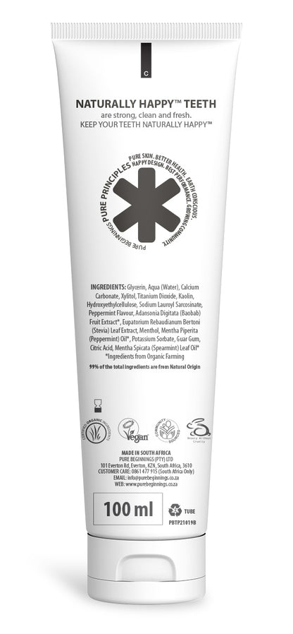 PURE BEGINNINGS - Activated Charcoal with Spearmint Toothpaste - 100ml | One Life Health