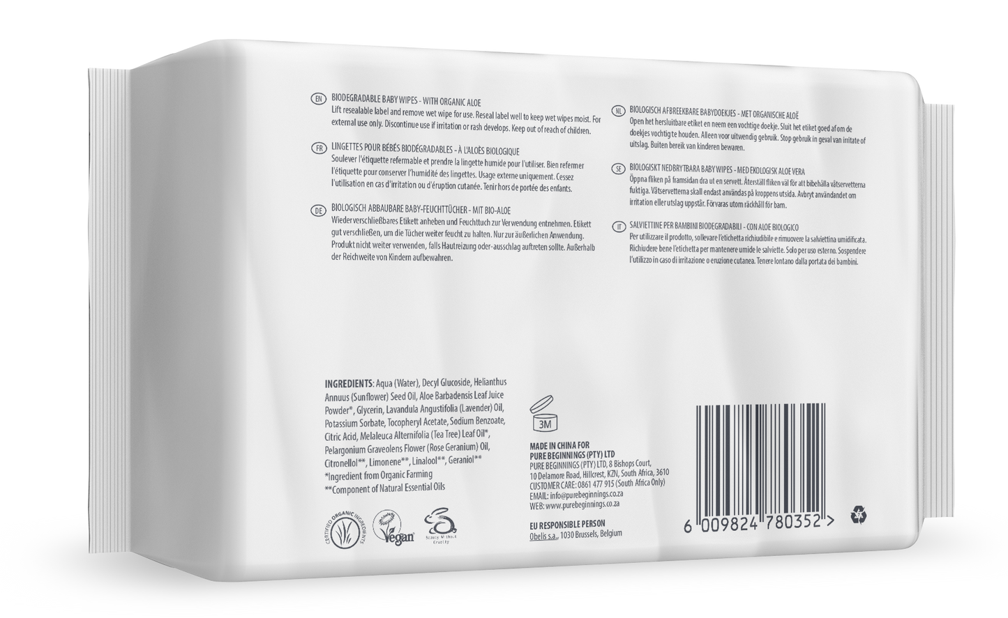 PURE BEGINNINGS - Baby Wipes - 64 Pack | One Life Health