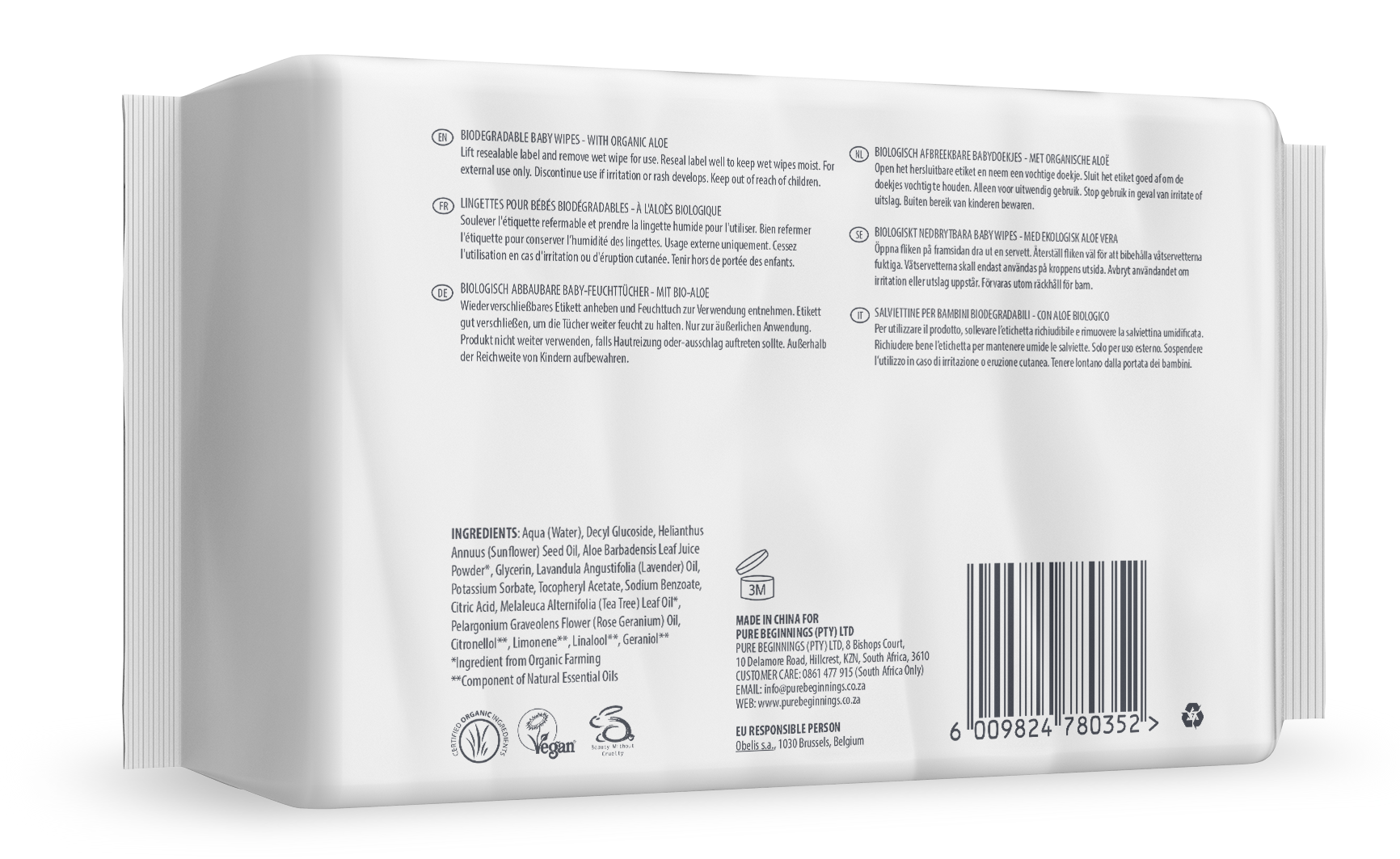 PURE BEGINNINGS - Baby Wipes - 64 Pack | One Life Health