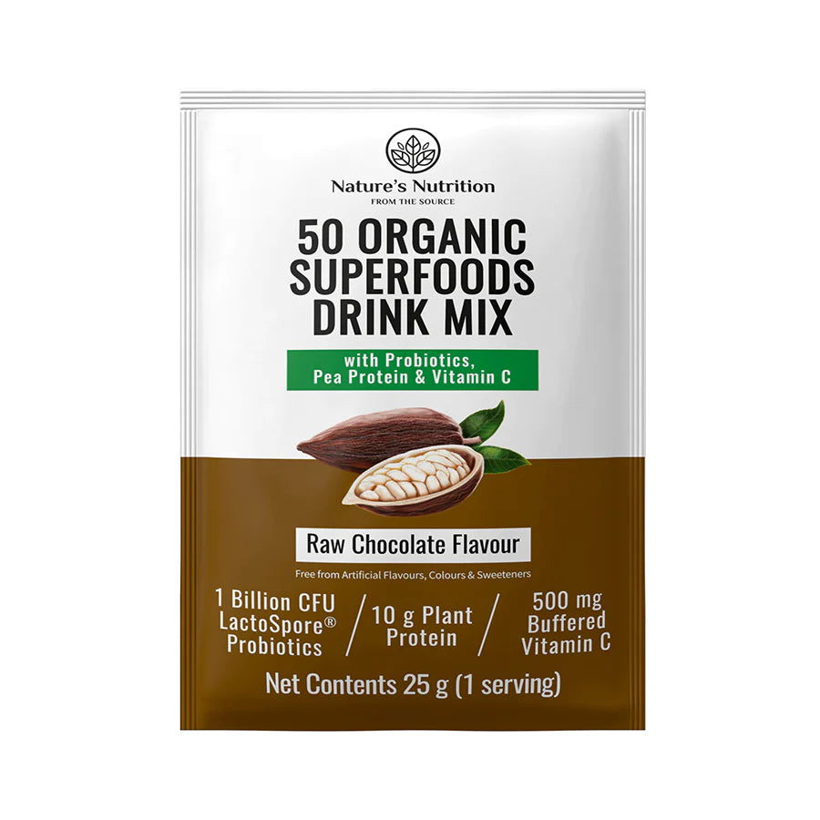 NATURE'S NUTRITION - Raw Chocolate Superfoods Drink Mix Sachets 25g | One Life Health