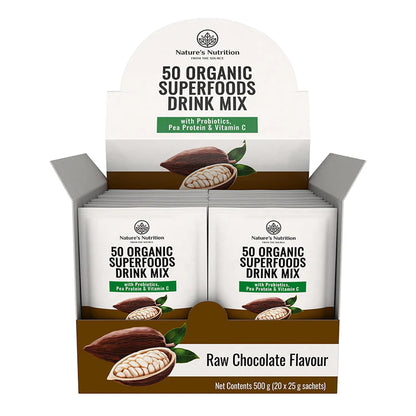 NATURE'S NUTRITION - Raw Chocolate Superfoods Drink Mix Sachets 25g | One Life Health