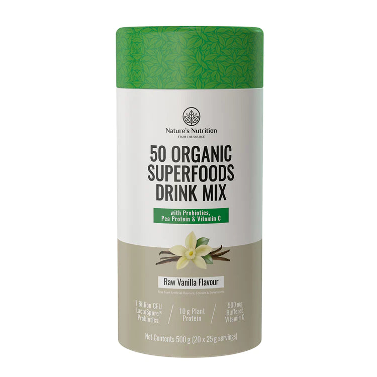 NATURE'S NUTRITION - Raw Vanilla Superfoods Drink Mix - 500g | One Life Health